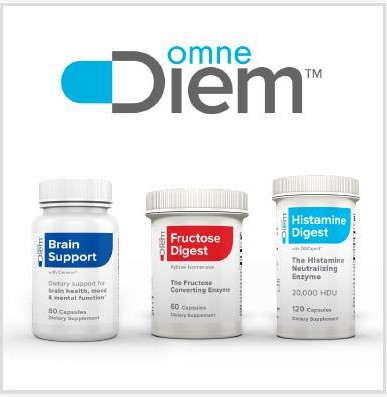 Omne Diem supplement brand identity and bottle packaging